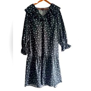 Who What Wear Floral Prairie Dress Cottage Core Ruffle Collar Drop Waist sz M